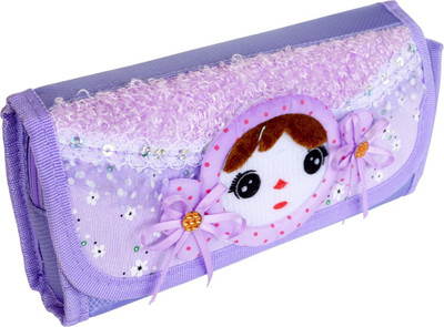 

Chrome Series Flower Art Cloth Pencil Box(Set of 1, Blue, Pink)