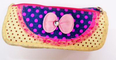

Toynest Pouch Bow Art Cloth Pencil Box(Set of 1, Beige, Purple)