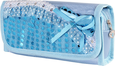 

Chrome Series Flower Art Cloth Pencil Box(Set of 1, Blue)