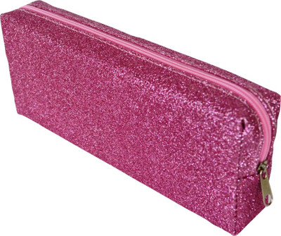 

Chrome Series Shiny Art Cloth Pencil Box(Set of 1, Pink, Golden)