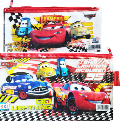 

Disney Pixar Car Cartoon Print Art Plastic Pencil Boxes(Set of 2, Red)