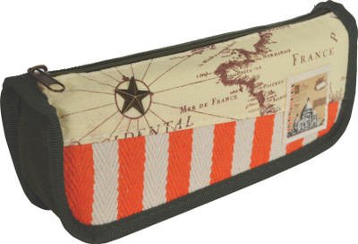 

Chrome Series Printed Art Cloth Pencil Box(Set of 1, Beige)