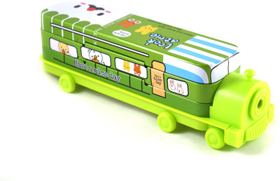 

Funmatic Designer Toy Train Art Metal Pencil Box(Set of 1, Green)