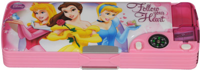 

Disney Princess Cartoon Art Plastic Pencil Box(Set of 1, Light Pink, Dark Pink)