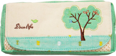 

Ling Song Tree Flowers Art Cloth Pencil Box(Set of 1, Green)