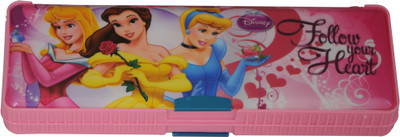 

Disney PRINCESS Cartoon Art Plastic Pencil Box(Set of 1, Pink, Violet)