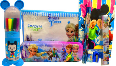 

Gayatri Creations BEST OF LUCK CARTOON Art METAL Pencil Box(Set of 8, Blue)