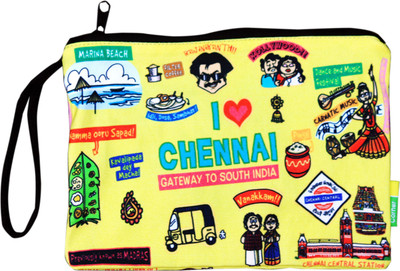 

Eco Corner Big Chennai Cotton Pouch Quirky Art Cotton Canvas Pencil Box(Set of 1, Yellow)