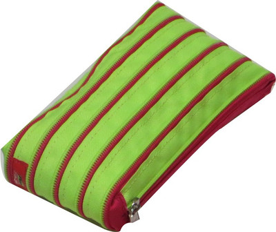 

Trio Zip it Up Case Plain Art Cloth Pencil Box(Set of 1, Neon Green, Pink)