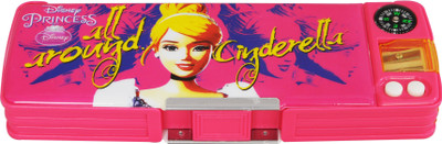 

Disney Cinderella Cartoon Art Plastic Pencil Box(Set of 1, Pink, Yellow)