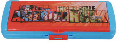 

Marvel Avenger Superhero Art Plastic Pencil Box(Set of 1, Red, Blue)