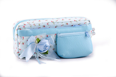 

Chrome Series Flower Art Polyester Pencil Box(Set of 1, Light Blue)
