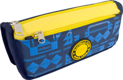 

Chrome Series Printed Art Cloth Pencil Box(Set of 1, Blue, Grey)