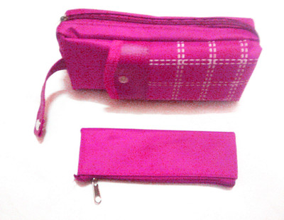 

Palakz Cheks 2 in 1 Pouch Art Nylon Pencil Boxes(Set of 2, Pink)