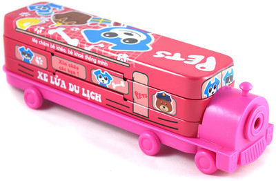 Funmatic Designer Toy Train Art Metal Pencil Box(Set of 1, Pink)