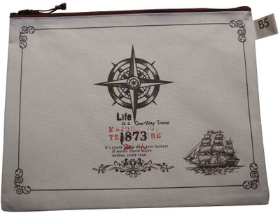

Vardhman A5 Multiutility Pouch Cloth Pencil Box(Set of 1, Cream, Black)