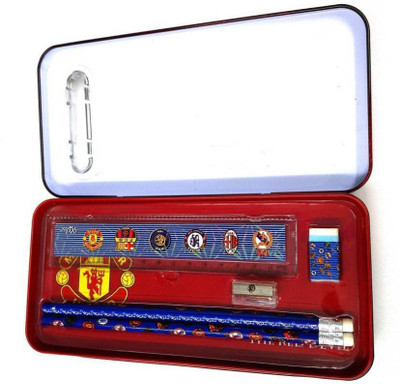 

Shree Krishna Handicrafts And Gallery Football Cartoon Art Metal Pencil Box(Set of 6, Red)
