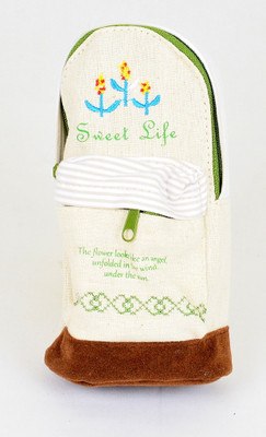 

Enwraps Utility Pouch Sweet Life Miniature Bag Abstract Art Cloth Pencil Box(Set of 1, Cream)