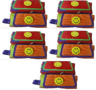 

Dream Bag smiley Smiley with three chains and a Flap Art cotton Pencil Boxes(Set of 10, multi)