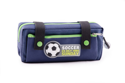 

Chrome Printed Soccer Art Polyester Pencil Box(Set of 1, Dark Blue, Green)