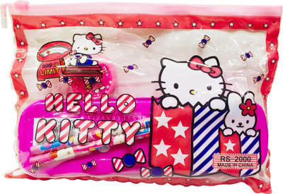 

Priyankish Smart Kids Hello Kitty Character Art Plastic Pencil Box(Set of 7, Pink)