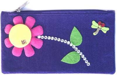 

Lill Pumpkins Pencil Pouch Flower Art Felt Pencil Box(Set of 1, Purple)