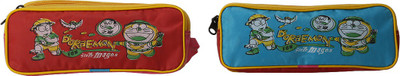 Global Gifts Cartoon Cartoon Art Polyester Pencil Boxes(Set of 1, Red, Blue)