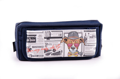 

Chrome Printed Newsprint Art Polyester Pencil Box(Set of 1, Dark Blue)