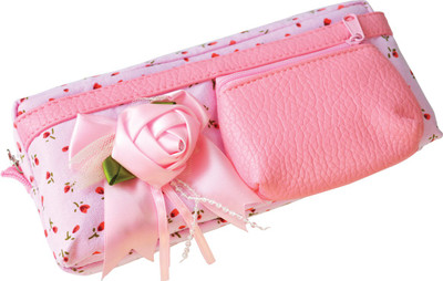 

Chrome Series Flower Art Cloth Pencil Box(Set of 1, Pink, Light Blue)