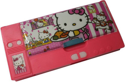 

Royle Katoch Hello kitty dual compartment magnetic lock Art plastic Pencil Box(Set of 1, Pink)