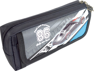 

Chrome Series Printed Car Art Cloth Pencil Box(Set of 1, Black, Brown)