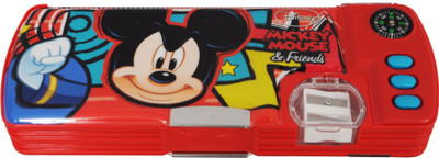 

Disney Mickey Cartoon Art Plastic Pencil Box(Set of 1, Red, Blue)