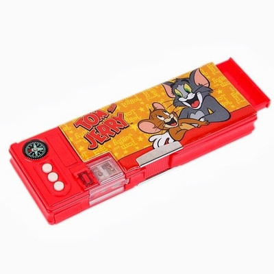

Warner Bros. Tom and Jerry Character Face Art Plastic Pencil Box(Set of 1, Red, Yellow)