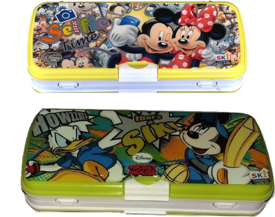 

SKI XYLO BIG DISNEY CARTOON Art PLASTIC Pencil Boxes(Set of 2, BLUE , YELLOW)