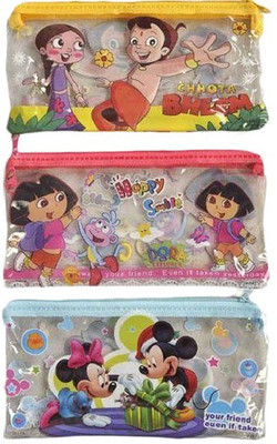

Ashmaadi Boys-Girls Cartoons/Characters Art PVC Pencil Boxes(Set of 3, Multicolor)