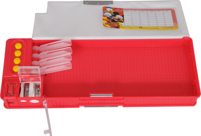 

Disney Mickey Mouse Graphics Art Plastic Pencil Box(Set of 1, Red)