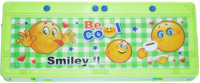 

Dream Bag Smiley Print Art Plastic Pencil Box(Set of 1, Green)