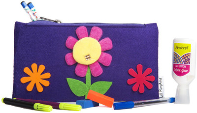

Lill Pumpkins Pencil Pouch Flower Art Felt Pencil Box(Set of 1, Purple)