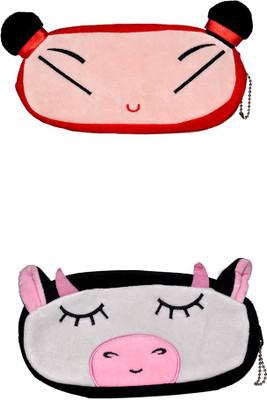 

AVE NA Cartoon Face Art Soft Fabric Pencil Boxes(Set of 2, Red, Black)