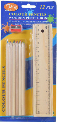 

Shree Krishna Handicrafts And Gallery Wooden pencils set Design Art wood Pencil Box(Set of 14, White)