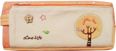 

Ling Song Tree Flowers Art Cloth Pencil Box(Set of 1, Orange)