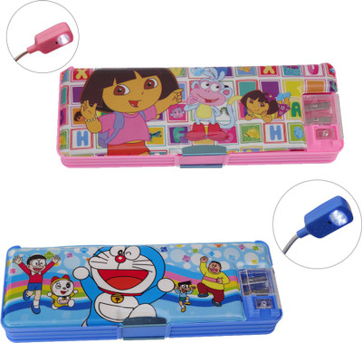 

Dream Bag Doraemon , Dora Colourfull Art Plastic Pencil Boxes(Set of 2, Multi colours)