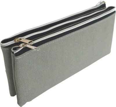 

Chrome Series Plain Art Cloth Pencil Box(Set of 1, Grey)