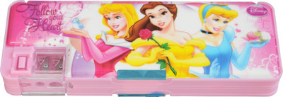 

Disney PRINCESS Cartoon Art Plastic Pencil Box(Set of 1, Pink, Violet)