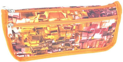 Chrome Series Printed Art Cloth Pencil Box(Set of 1, Orange)