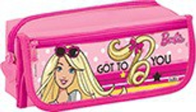 

Mattel Barbie Character Face Art Fabric Pencil Box(Set of 1, Pink, Yellow)
