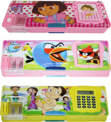 

Dream Bag Dora , Angry birds , Chota Bheem Colorful Art Plastic Pencil Boxes(Set of 3, Multicolor)