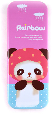 

Funmatic Designer Pink Rainbow Art Metal Pencil Box(Set of 1, Pink)