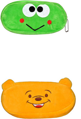 

AVE NA Cartoon Face Art Soft Fabric Pencil Boxes(Set of 2, Green, Yellow)