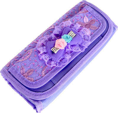 

Chrome Series Flower Art Cloth Pencil Box(Set of 1, Purple, Pink, Blue)